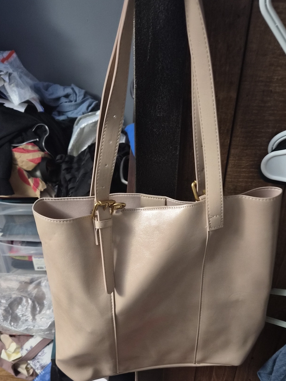 Primark Beige Tote Bag with Gold Hardware